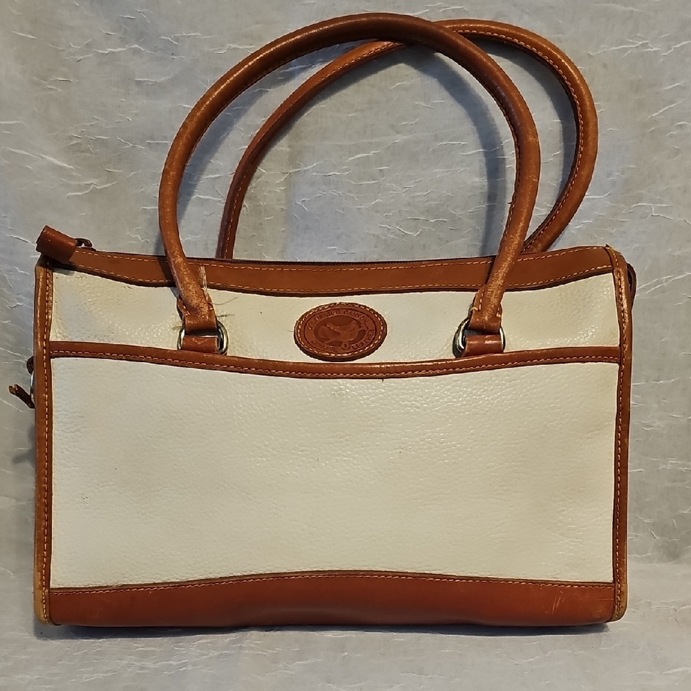 Chic White and Tan Shoulder Bag